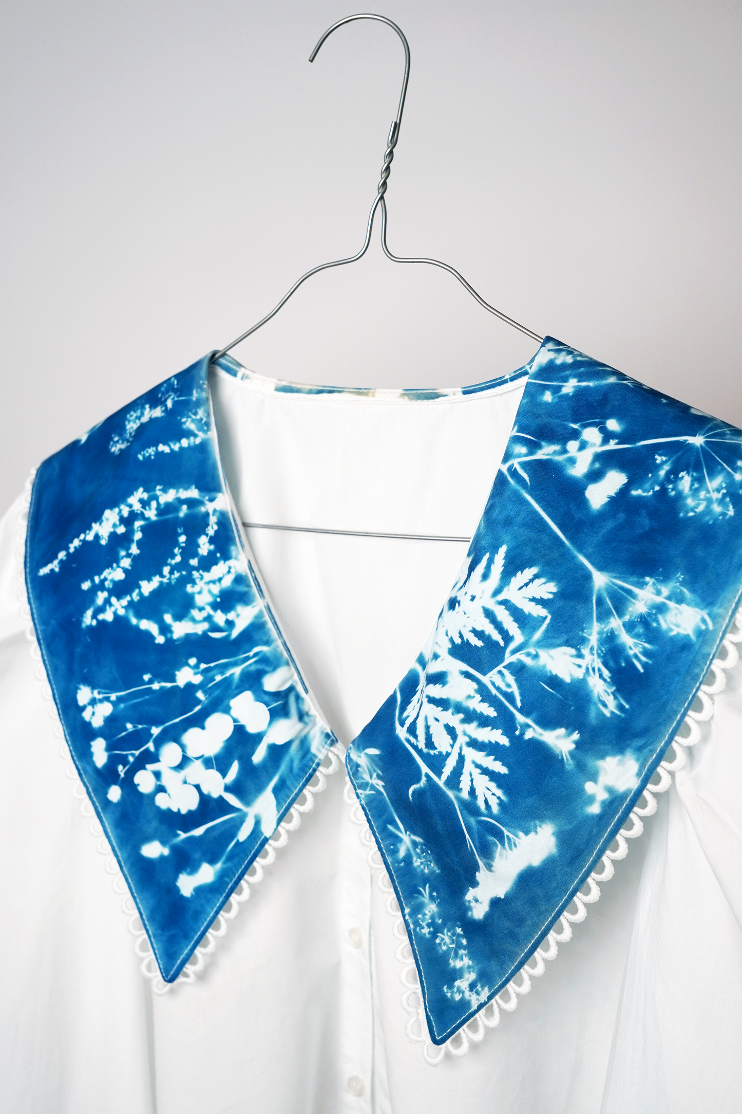 Koszula z kołnierzem cyjanotypia S-M