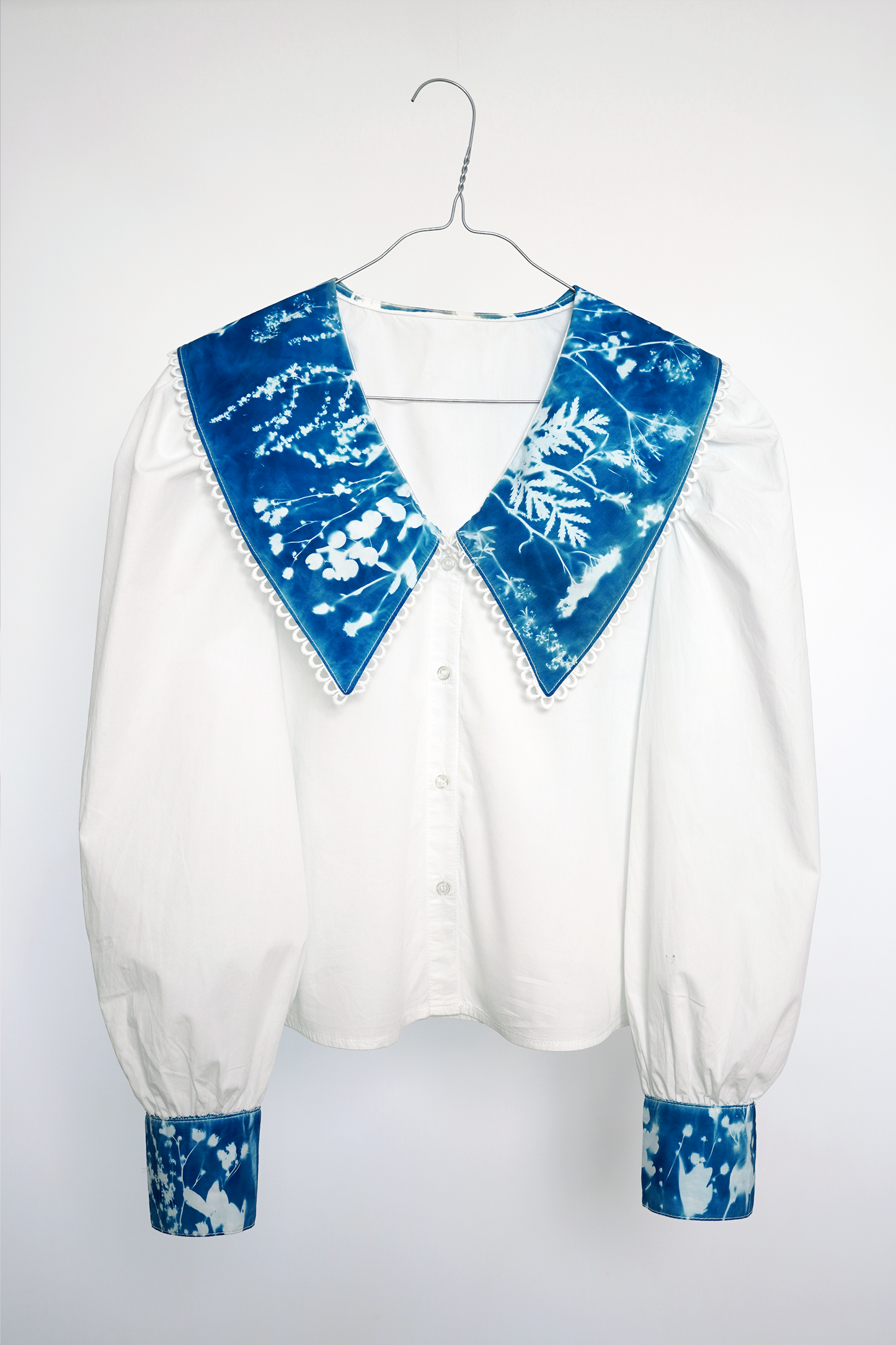 Koszula z kołnierzem cyjanotypia S-M