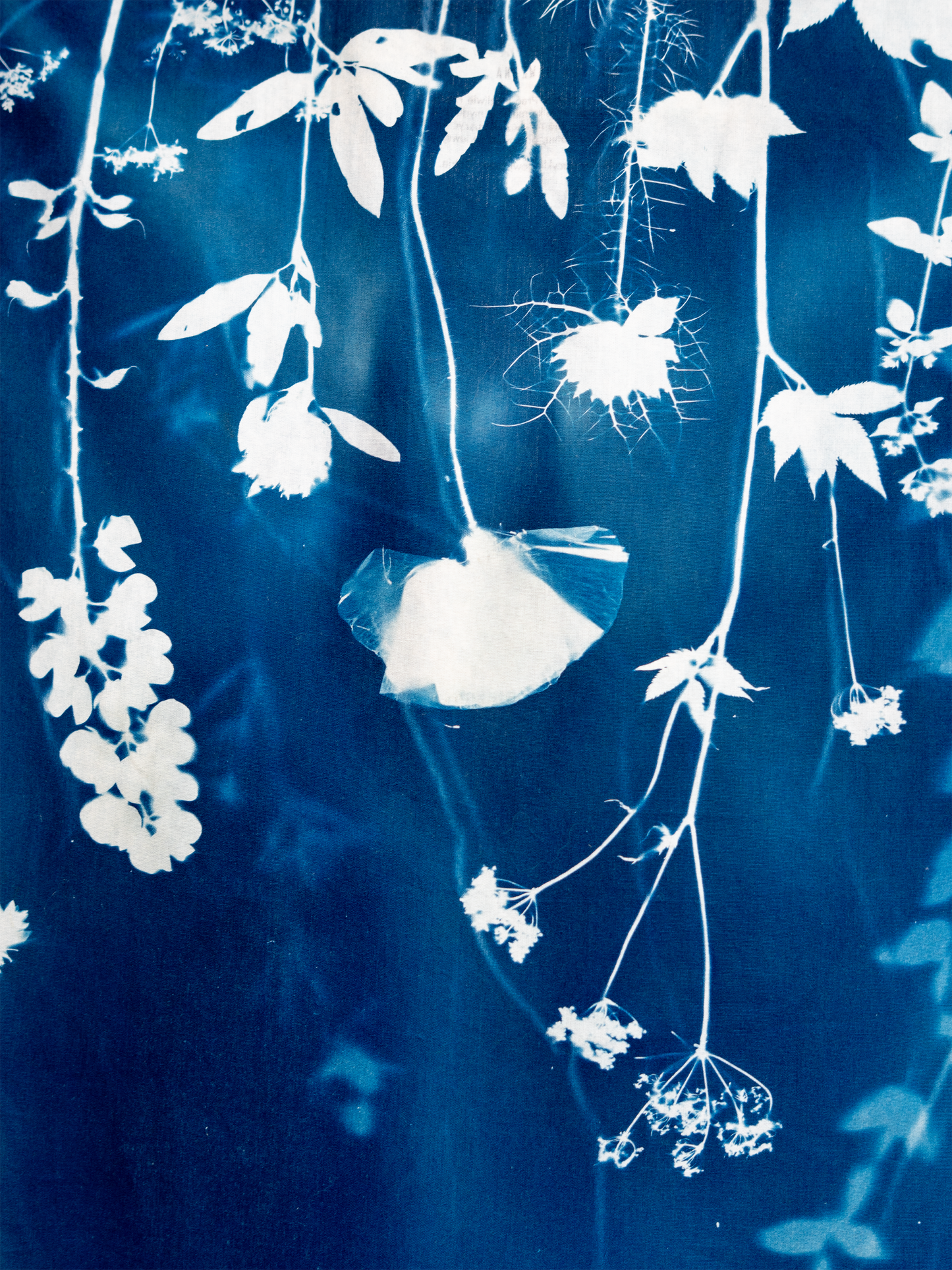 Sukienka maxi wiązana luźna cyjanotypia S-M