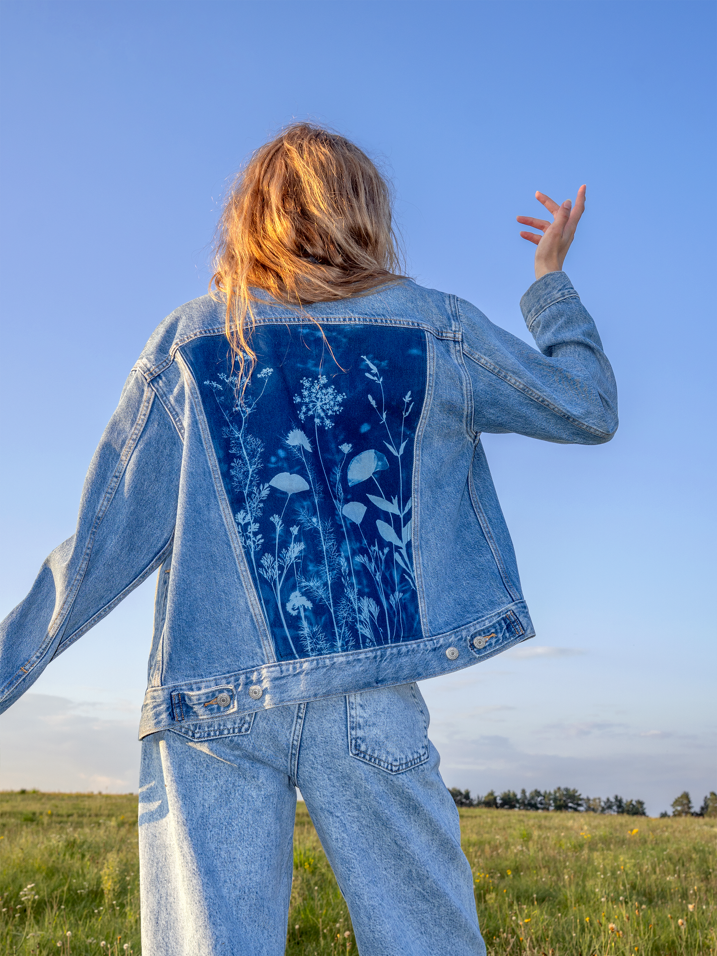 Kurtka Levi's jeansowa cyjanotypia oversize S-M