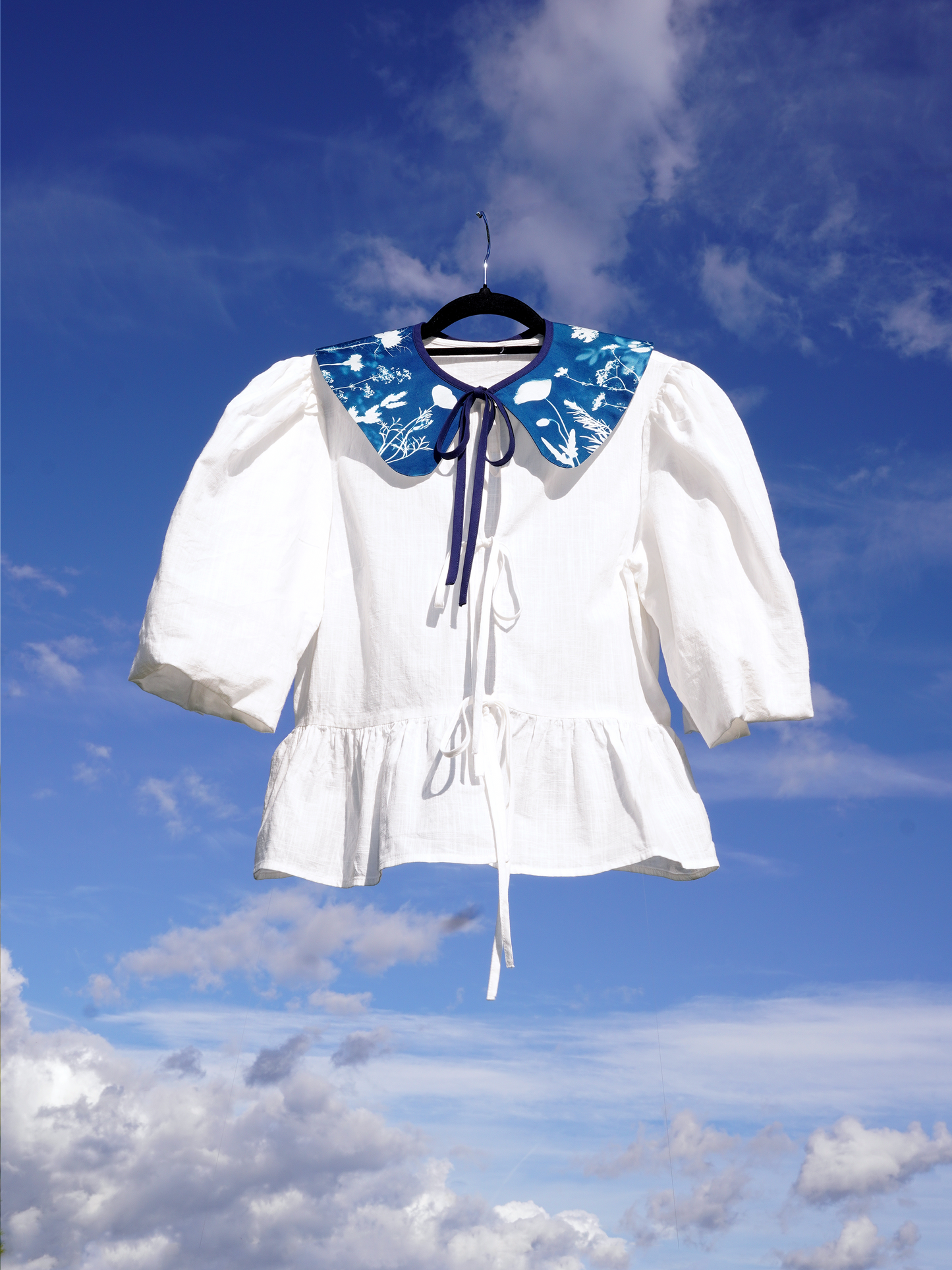 Kołnierz szeroki wiązany cyjanotypia S-M-L