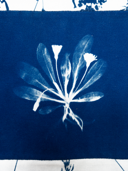 Kurtka jeansowa cyjanotypia oversize M