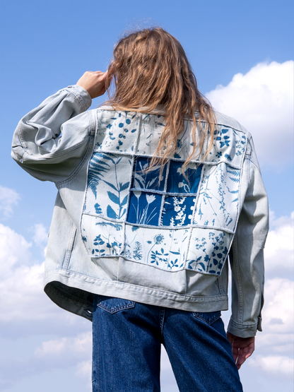 Kurtka Levi's jeansowa cyjanotypia surowe wykończenie oversize S-L