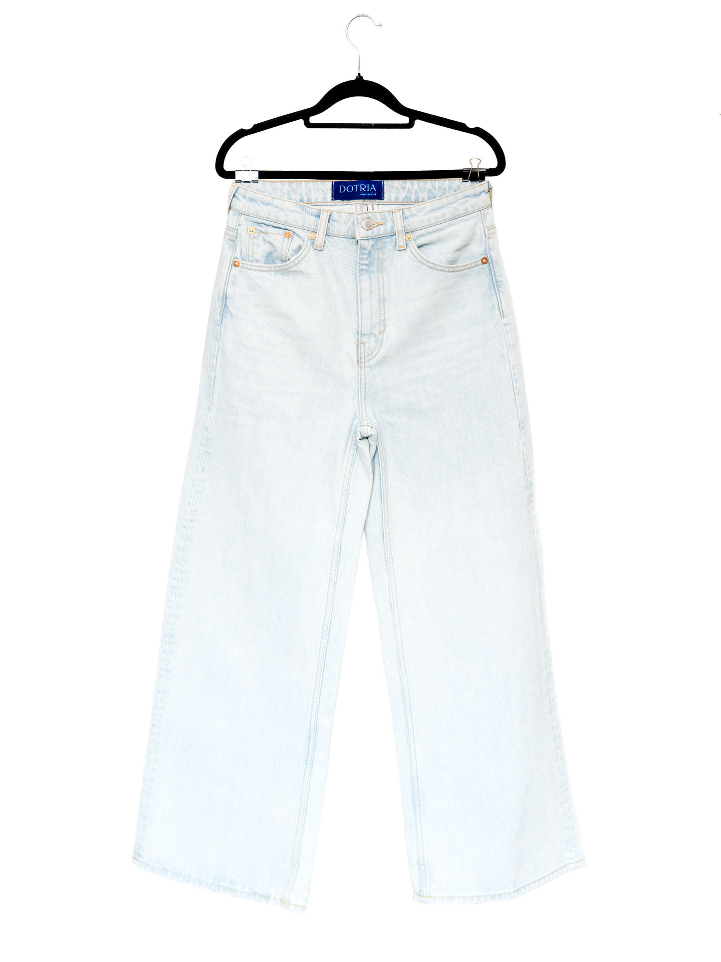 Jeansy z wysokim stanem przesunięte kieszenie cyjanotypia S